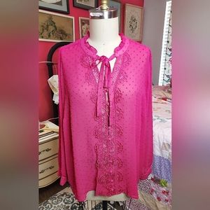 SALE NWT Torrid raspberry tie neck shirt 2x